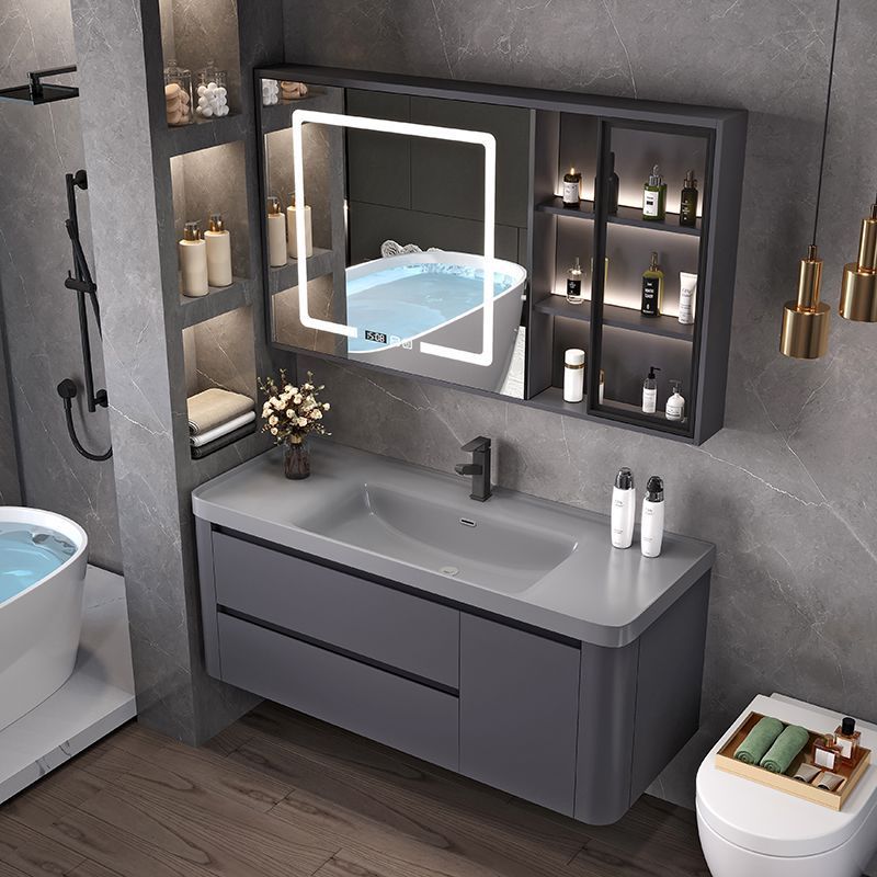 轻奢浴室柜肤感一体盆洗手盆家用洗漱台卫生间洗脸盆柜一体智能镜