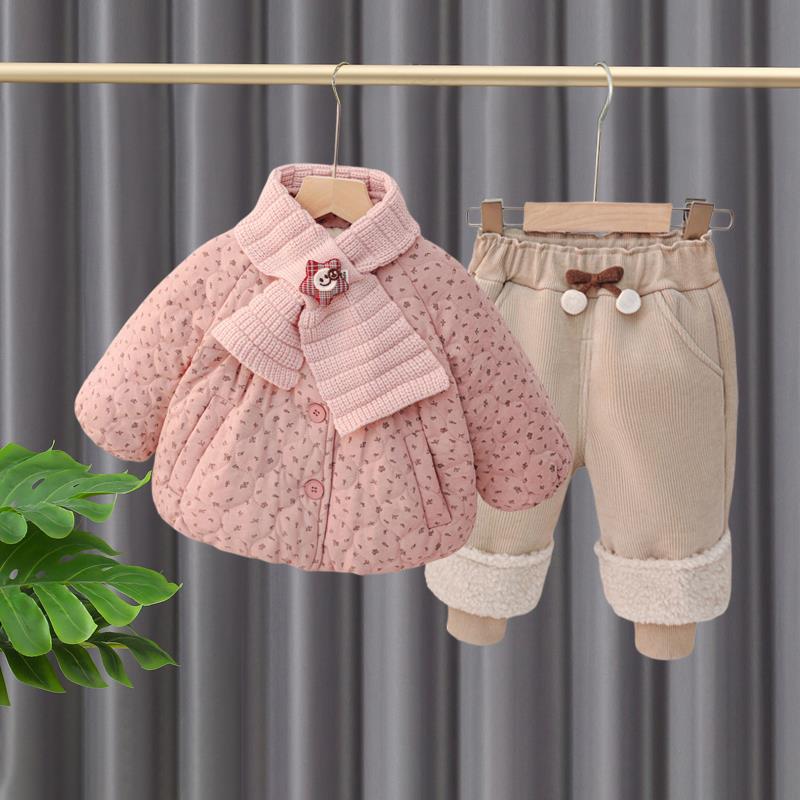 Bala巴拉童年女童冬装搭配一整套儿童衣服加绒加厚婴儿分体外出女