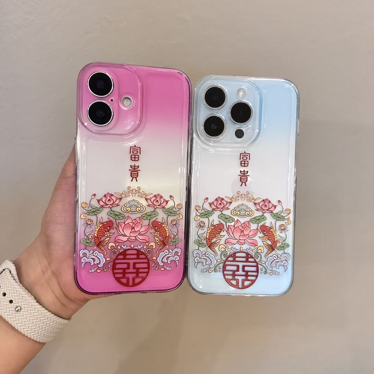 花开富贵适用苹果17pro/16promax情侣手机壳15太空壳小米华为