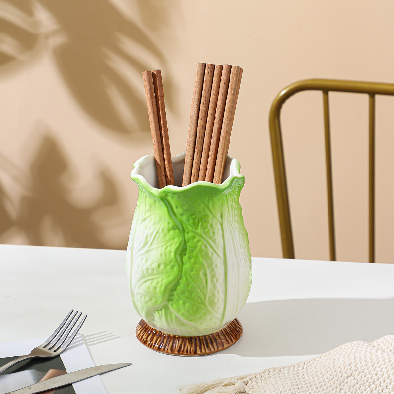 白菜造型筷子筒（1个）陶瓷釉下彩餐具