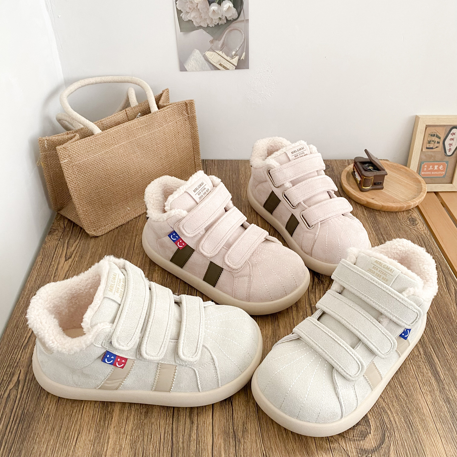 希玥冬季加绒中帮面包棉鞋女百搭休闲韩系爆款小白鞋二棉保暖板鞋