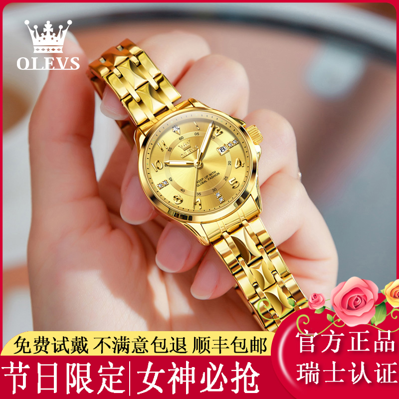 瑞士认证高档手表女士正品全自动机械表防水女士中老年人石英表