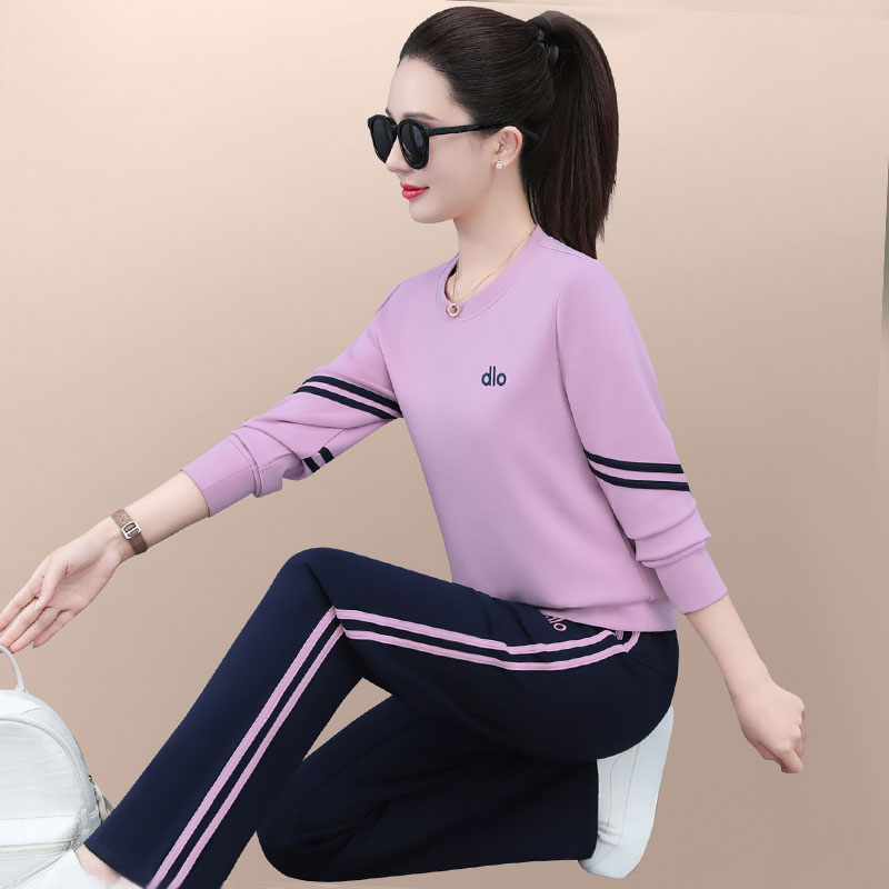 运动套装女春秋2025新款洋气减龄显瘦圆领长袖卫衣休闲跑步两件套