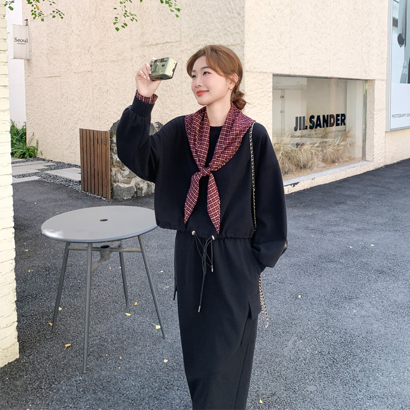 休闲韩系ins风卫衣半裙套装2025春秋新款慵懒风小众松弛感两件套