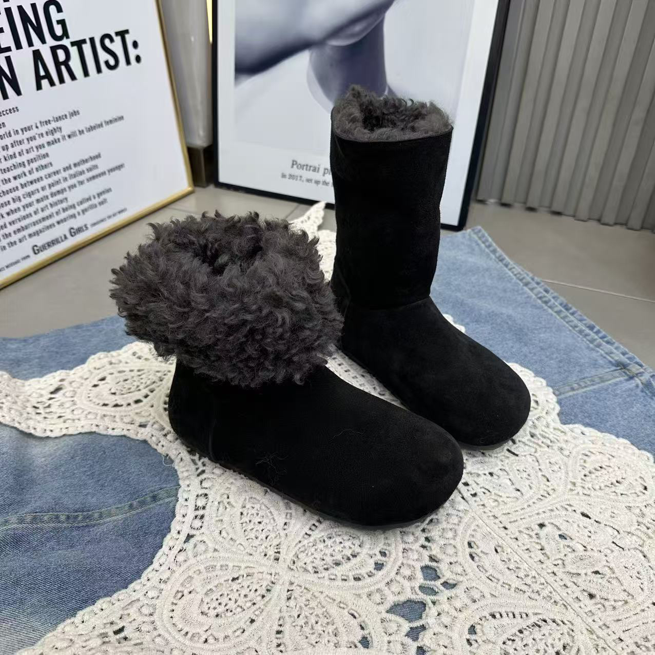 韩系雪地靴女鞋2025冬季新款加绒保暖软底两穿阔腿裤必备鞋勃肯鞋