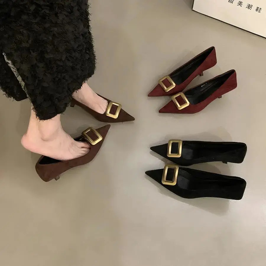 2025法式高跟鞋女秋冬季新款黑色工作鞋气质名媛尖头浅口