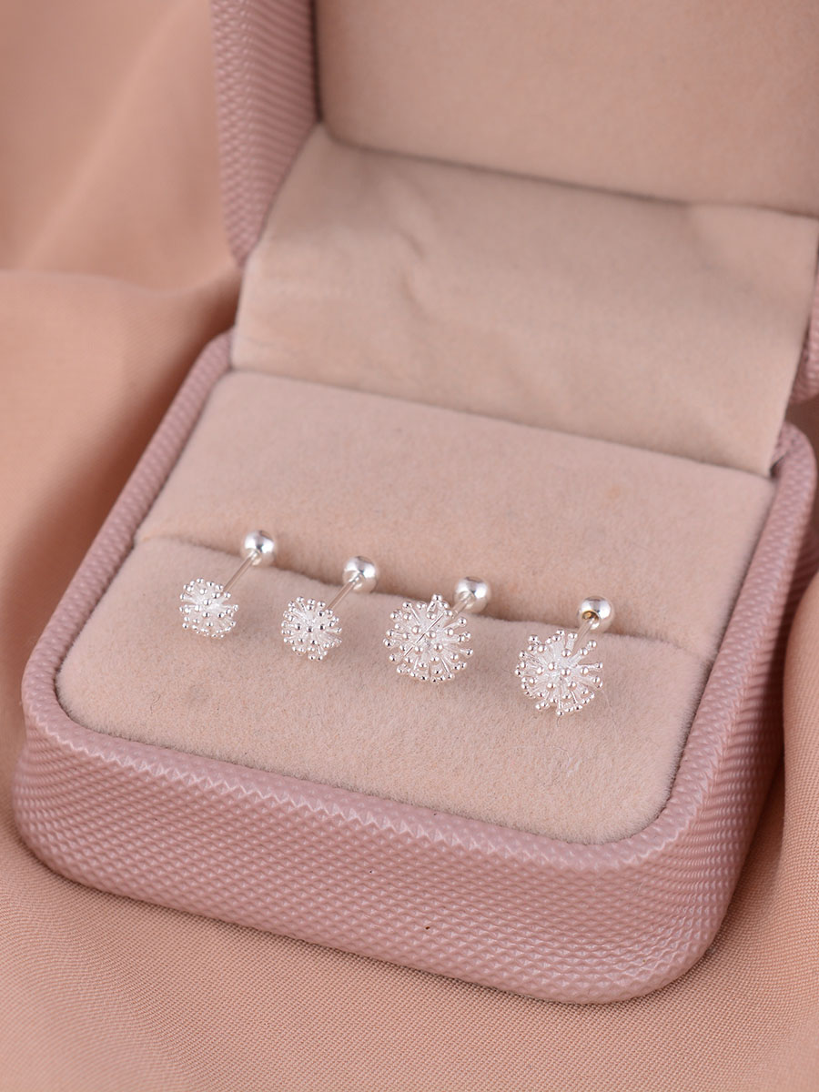 足银耳饰 999纯银蒲公英银耳钉螺纹女款2025新款爆款小众设计耳饰