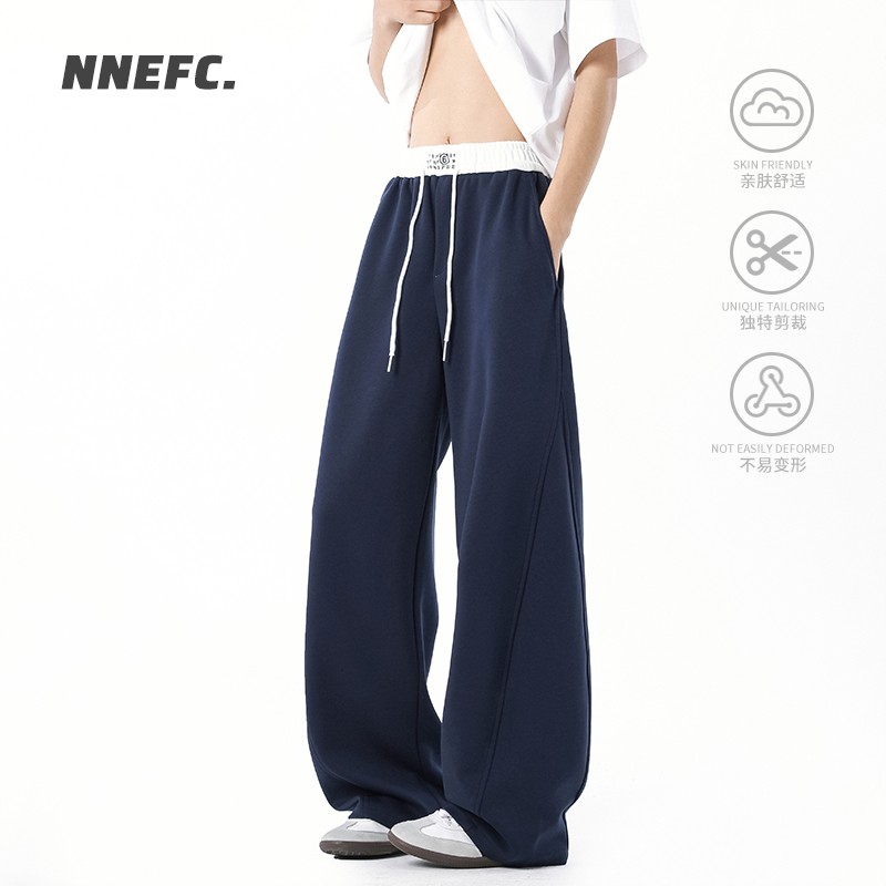 NNEFC美式弯刀裤男女新款潮牌春秋季宽松直筒阔腿休闲卫裤