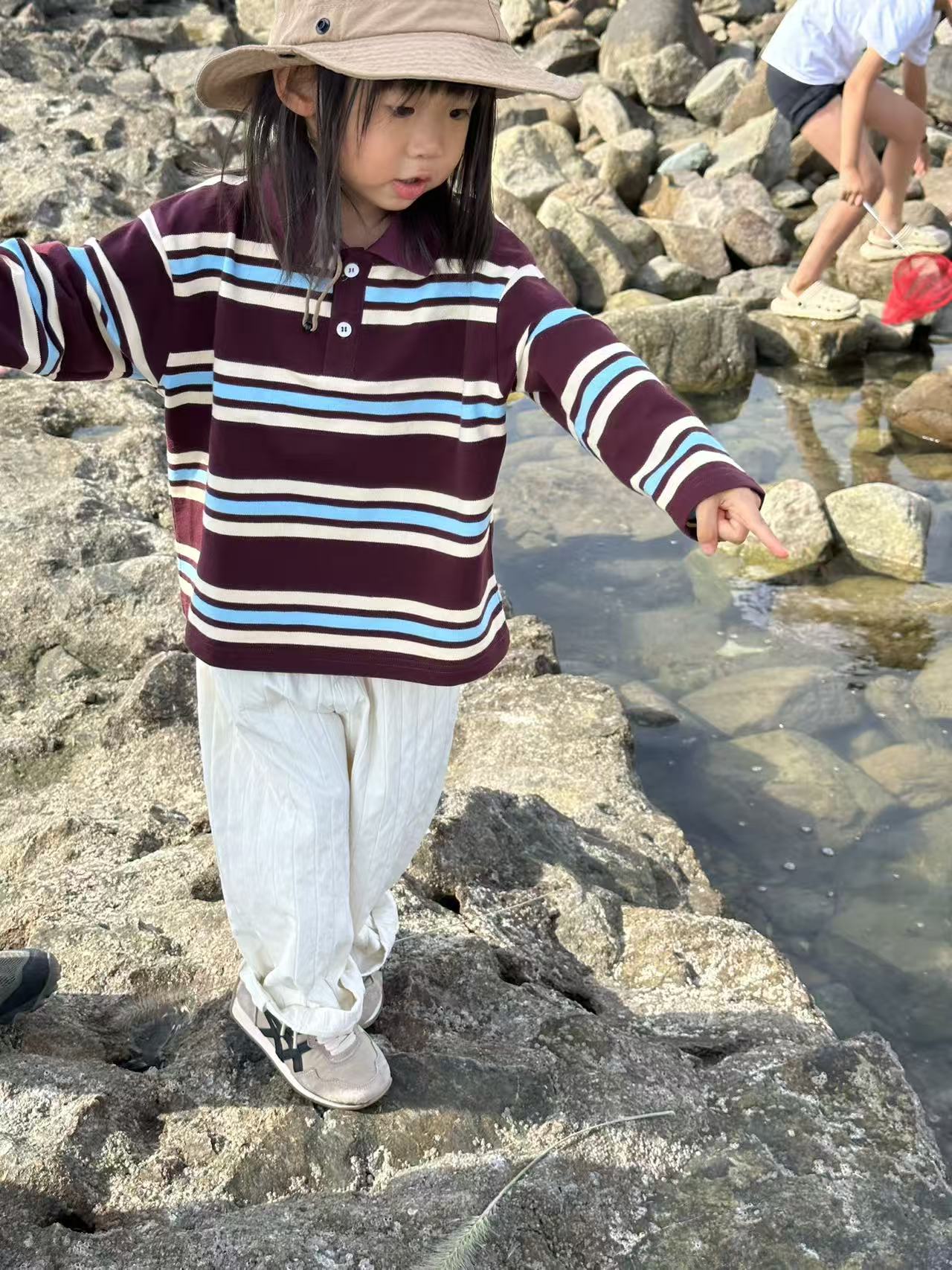 腔调感polo定制复古红蓝条亲子装  秋日氛围感 气场全开2025563