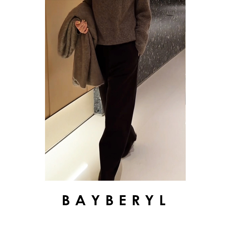 CC12-BAYBERYL老贝麦呢裤*腰袢静奢宽松秋毛呢休闲裤XXK5H1101