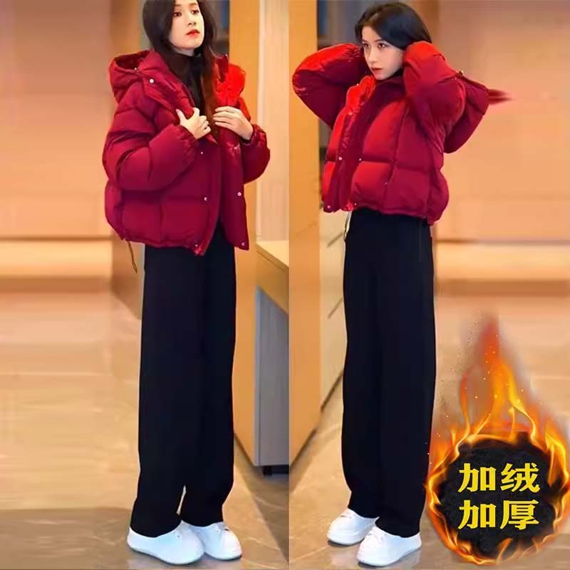 冬装搭配一整套高级感休闲运动套装女秋冬新款加厚保暖棉服两件套