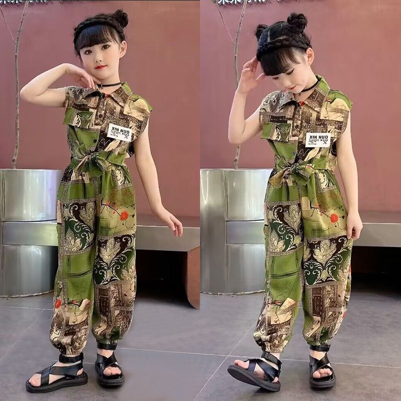 女童套装夏装2025韩版夏季新款拽姐儿童女孩无袖时髦洋气两件套潮