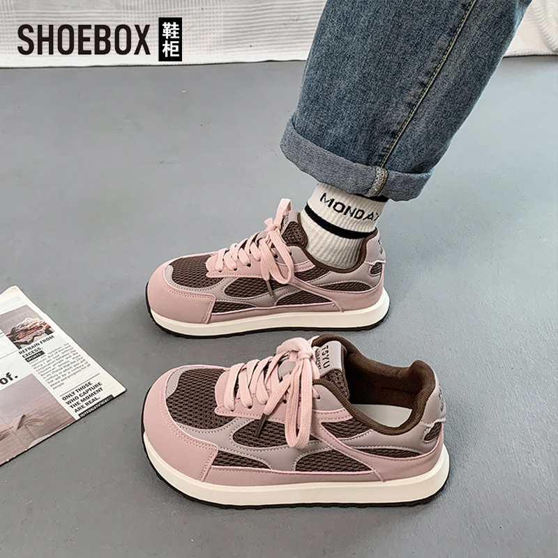 SHOEBOX鞋柜丑萌德训鞋女2025秋季新款透气百搭网面阿甘休闲鞋