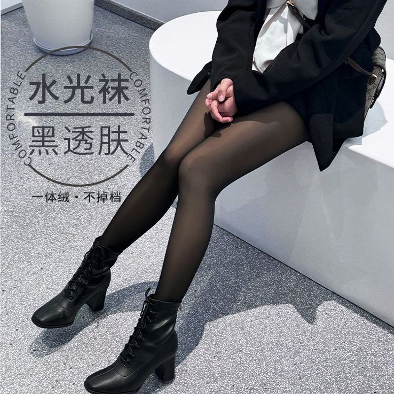 水光黑丝透肤裤水光袜黑透肤薄款高透黑丝光腿神器黑丝打底袜女