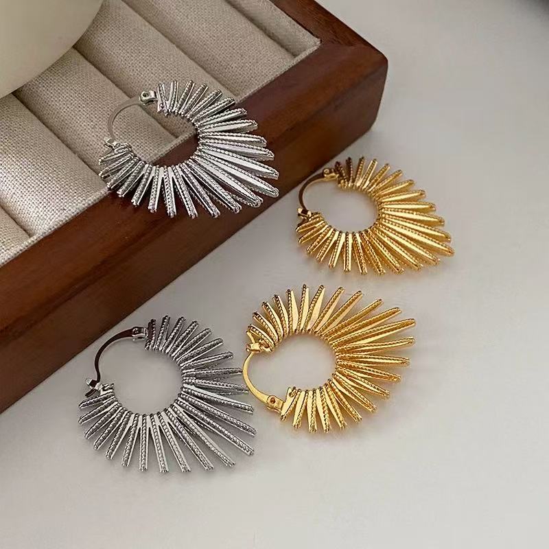 铜合金耳饰 【太阳花耳环】欧美桃心耳扣小众高级感时尚2025新款女