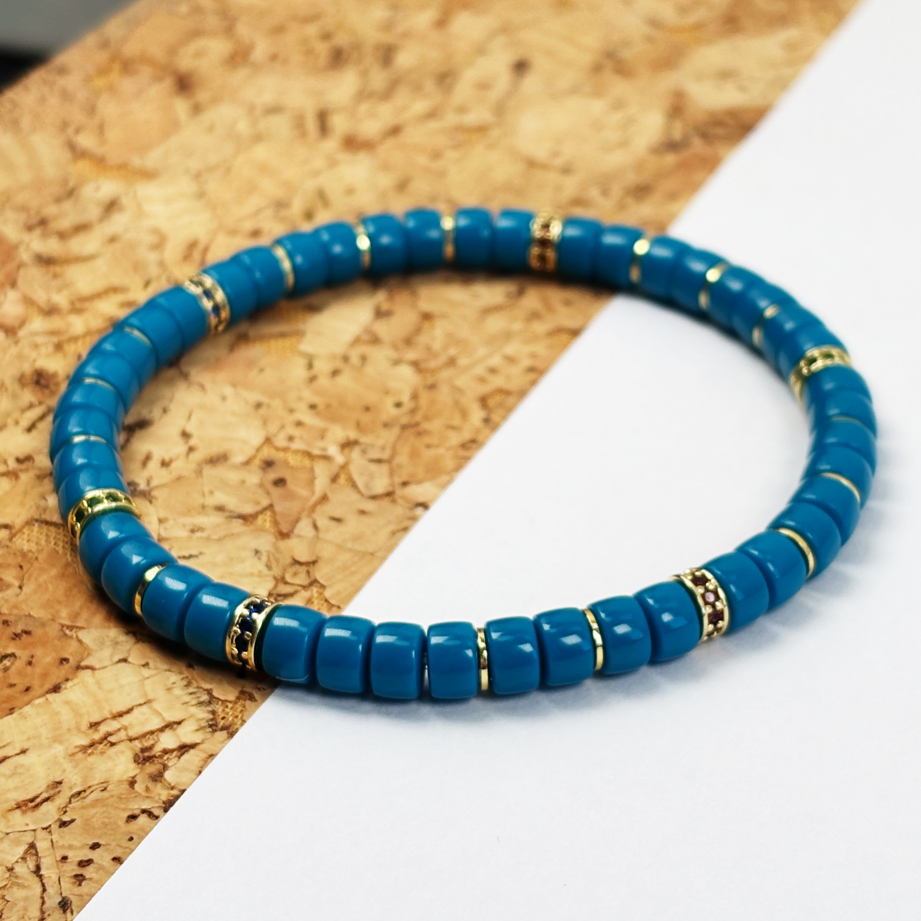 【喜饰】单圈隔片手串蓝油绿网花网红串文玩配串文玩配饰