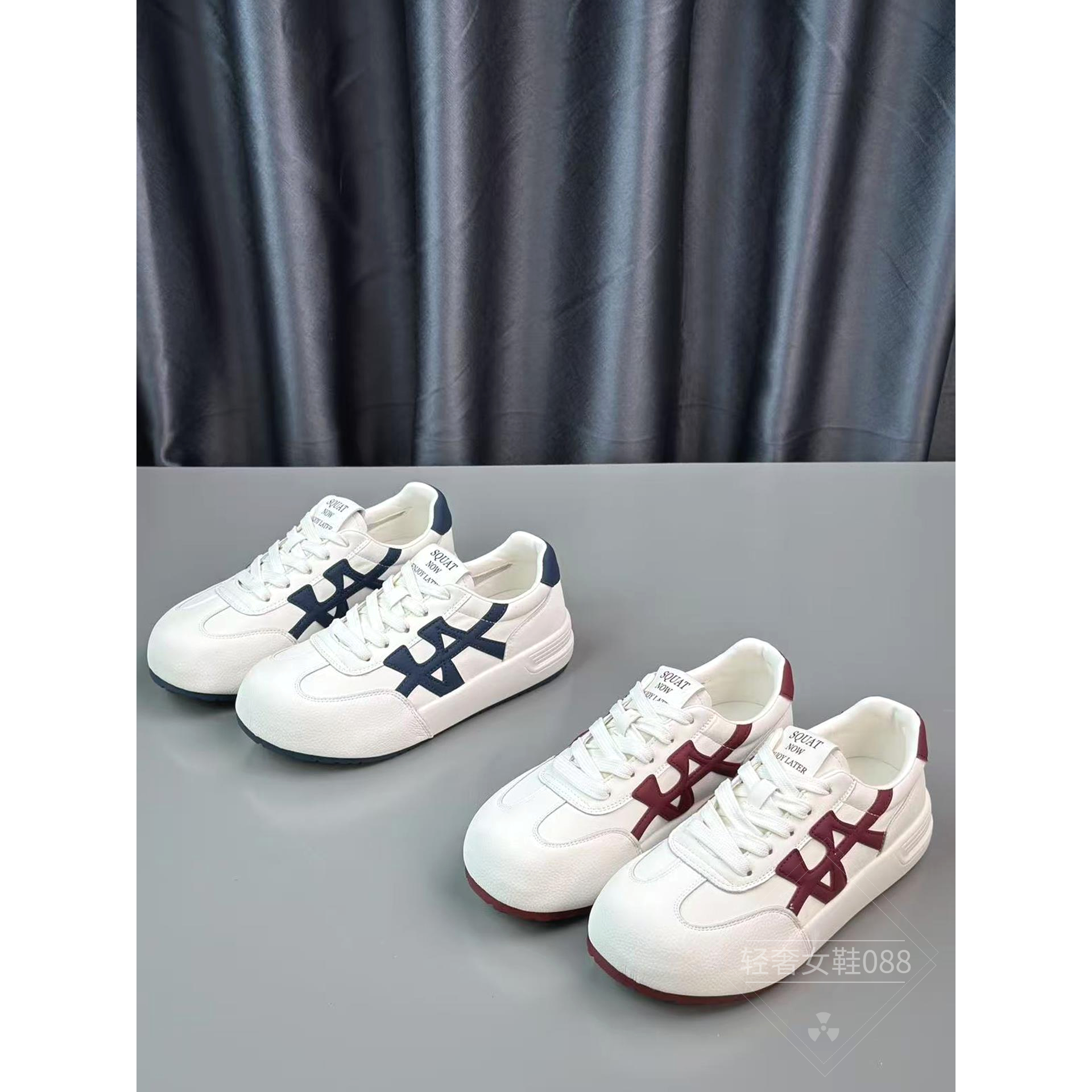 系带圆头真皮小白鞋女2025秋季小众时尚百搭厚底板鞋运动休闲女鞋