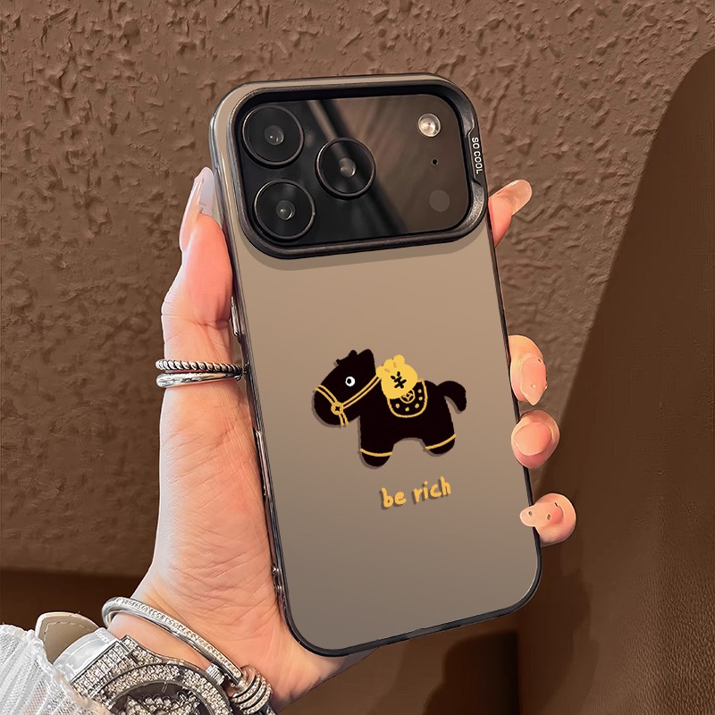 有钱小黑马适用iPhone17苹果15涂鸦手机壳16promax小众XS实用配件