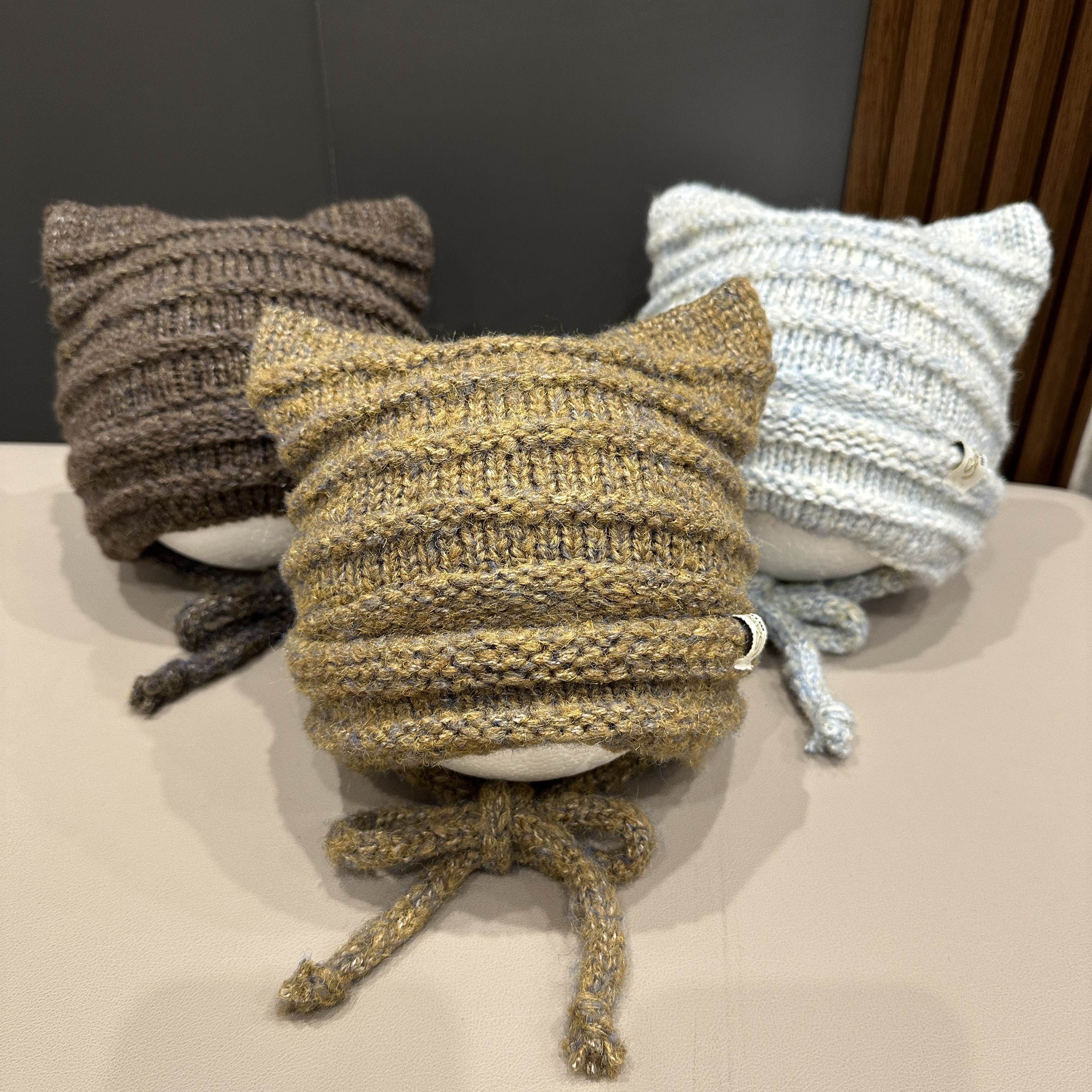 【帽变包】ins婴儿帽秋冬男女童可爱猫耳毛线帽韩系针织套头帽系带