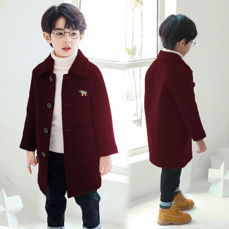 男童毛呢外套洋气2025秋冬新款儿童羊绒呢子大衣中大童韩版童装潮
