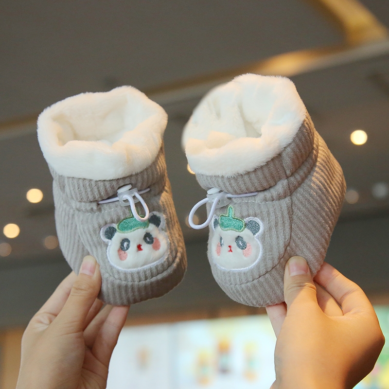 男女婴儿鞋秋冬加绒厚宝宝软底脚套棉鞋袜卡通可爱男女童学步鞋子