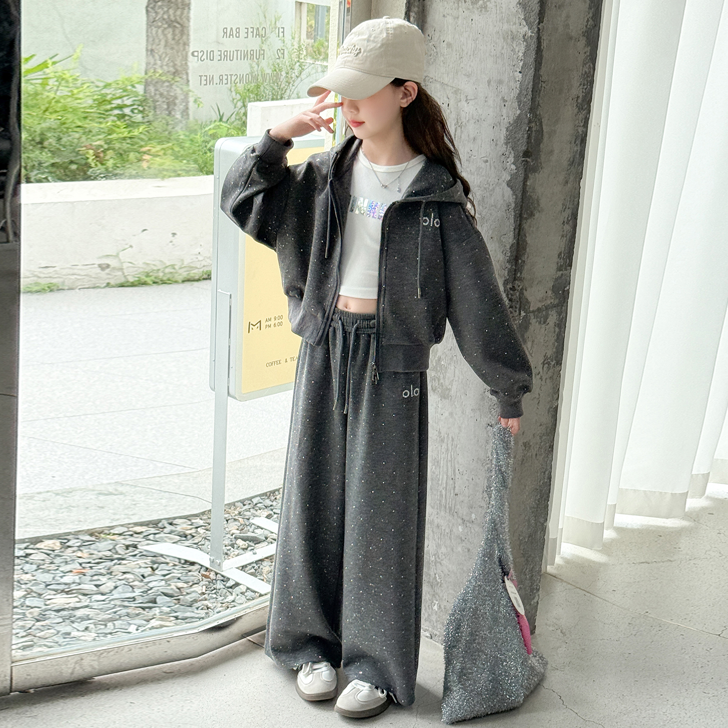 女童春秋季卫衣2025新款女大童秋装韩系外套洋气波点阔腿裤休闲潮