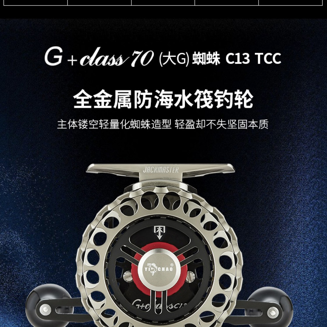 益超大G四代C13蜘蛛筏轮4.7速比卸力报警轻量化克金属海钓筏轮