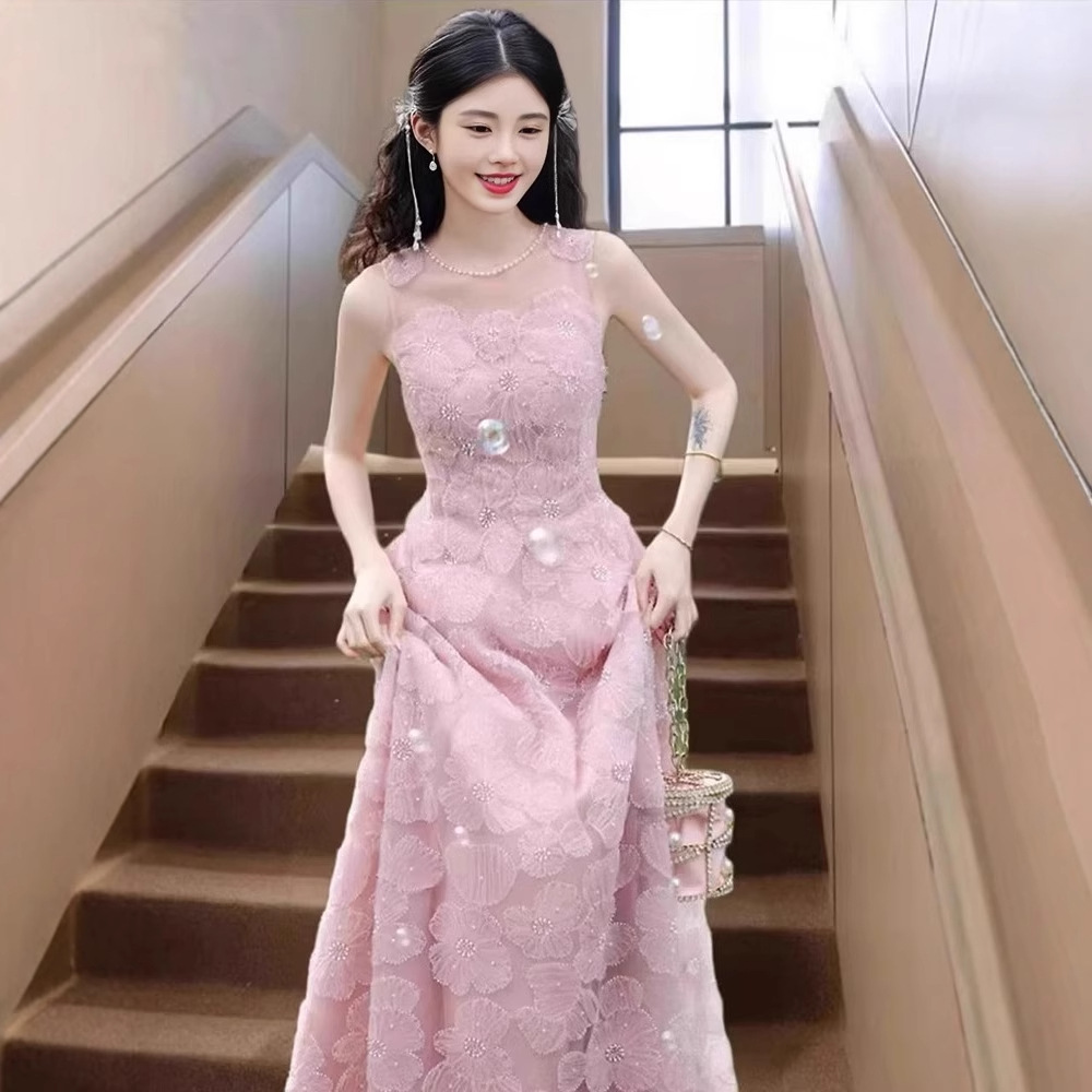 粉色高中学生毕业典礼礼服裙18成人女2025新款法式伴娘服生日宴会