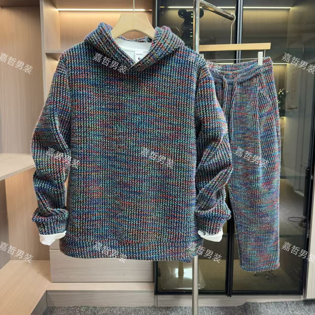 冬季重磅免烫抗皱休闲连帽卫衣休闲裤两件套定制情侣款加绒套装