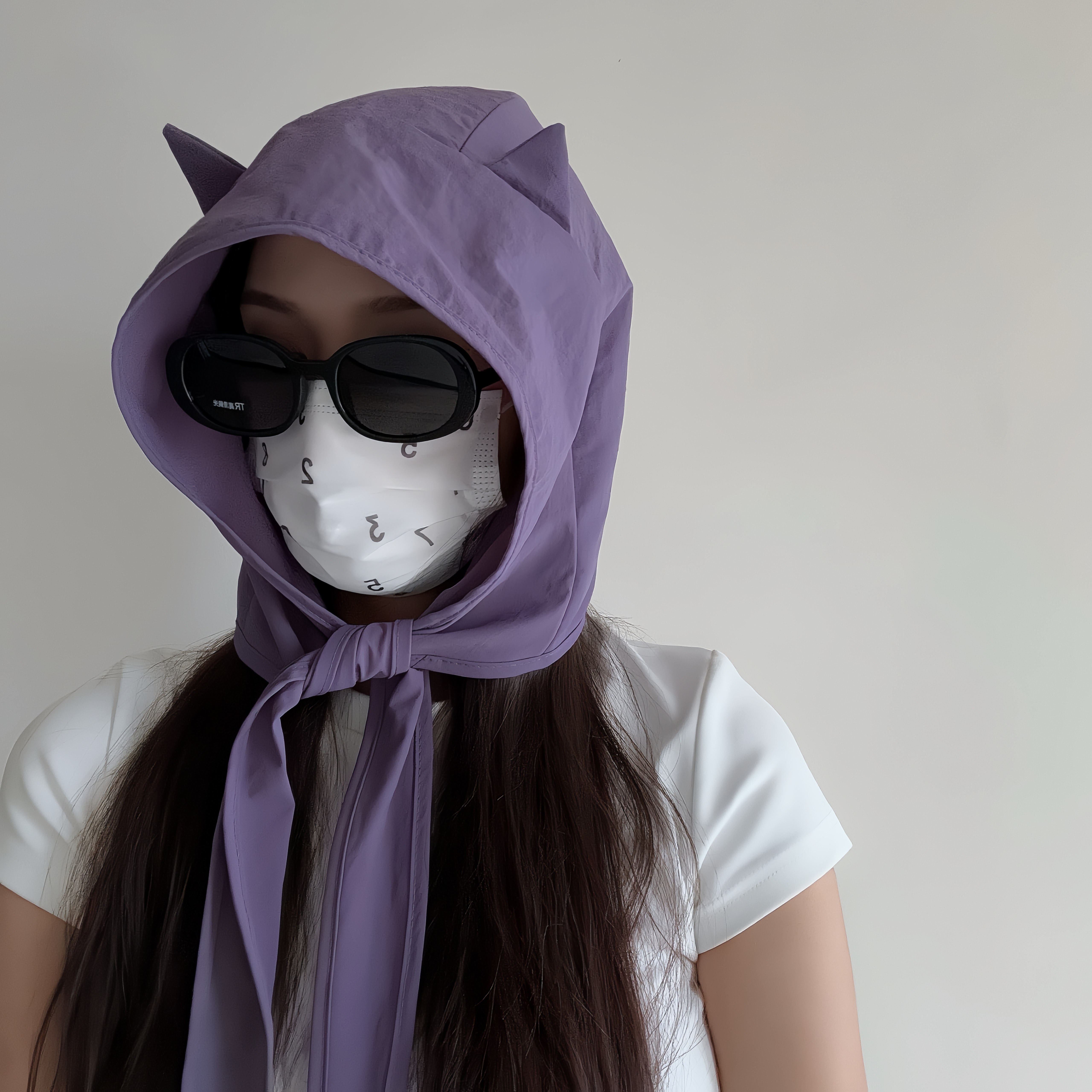 小恶魔绑带速干防晒遮阳帽薄款护耳头巾帽子可爱猫耳朵小众出游