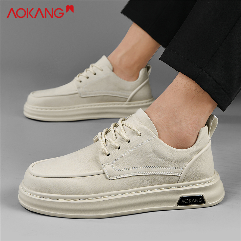 奥康官方正品男鞋秋季新款透气板鞋男士潮流百搭小白鞋厚底运动鞋