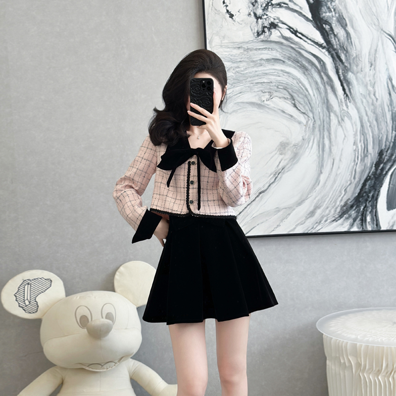 气质短款外套时尚小香风套装秋季法式半身裙减龄女装小个子轻职风