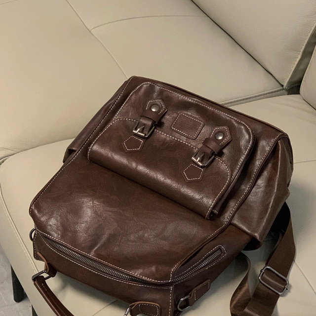 大容量双肩包新款覆古百搭英伦风ins学生书包单肩手提三用旅行包