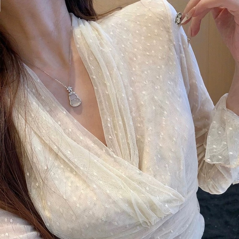 铜合金项链 葫芦吊坠新中式首饰时尚百搭轻奢高冰葫芦项链