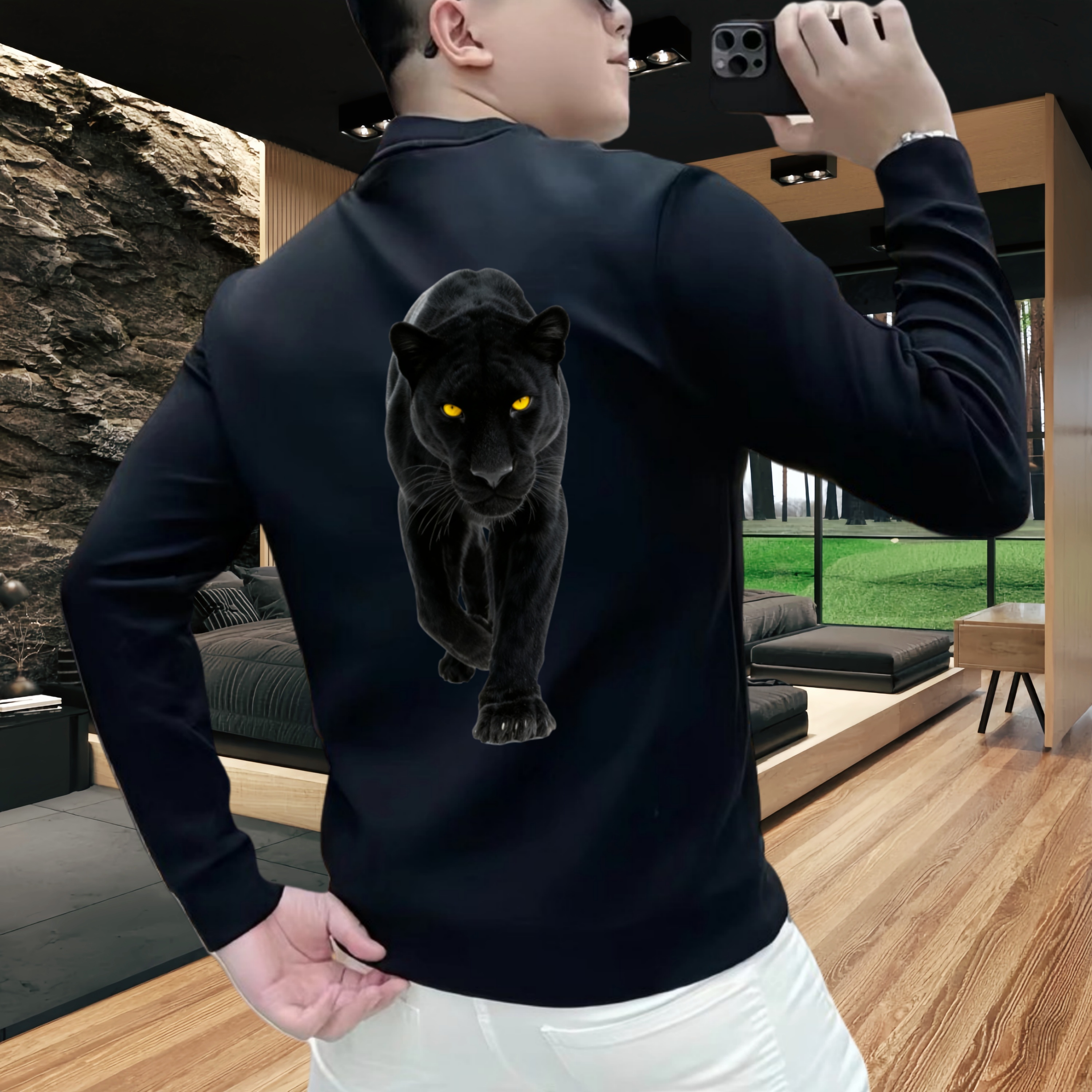 黑豹卫衣丨新款男士圆领加绒卫衣秋冬季潮流休闲百搭时尚内搭上衣