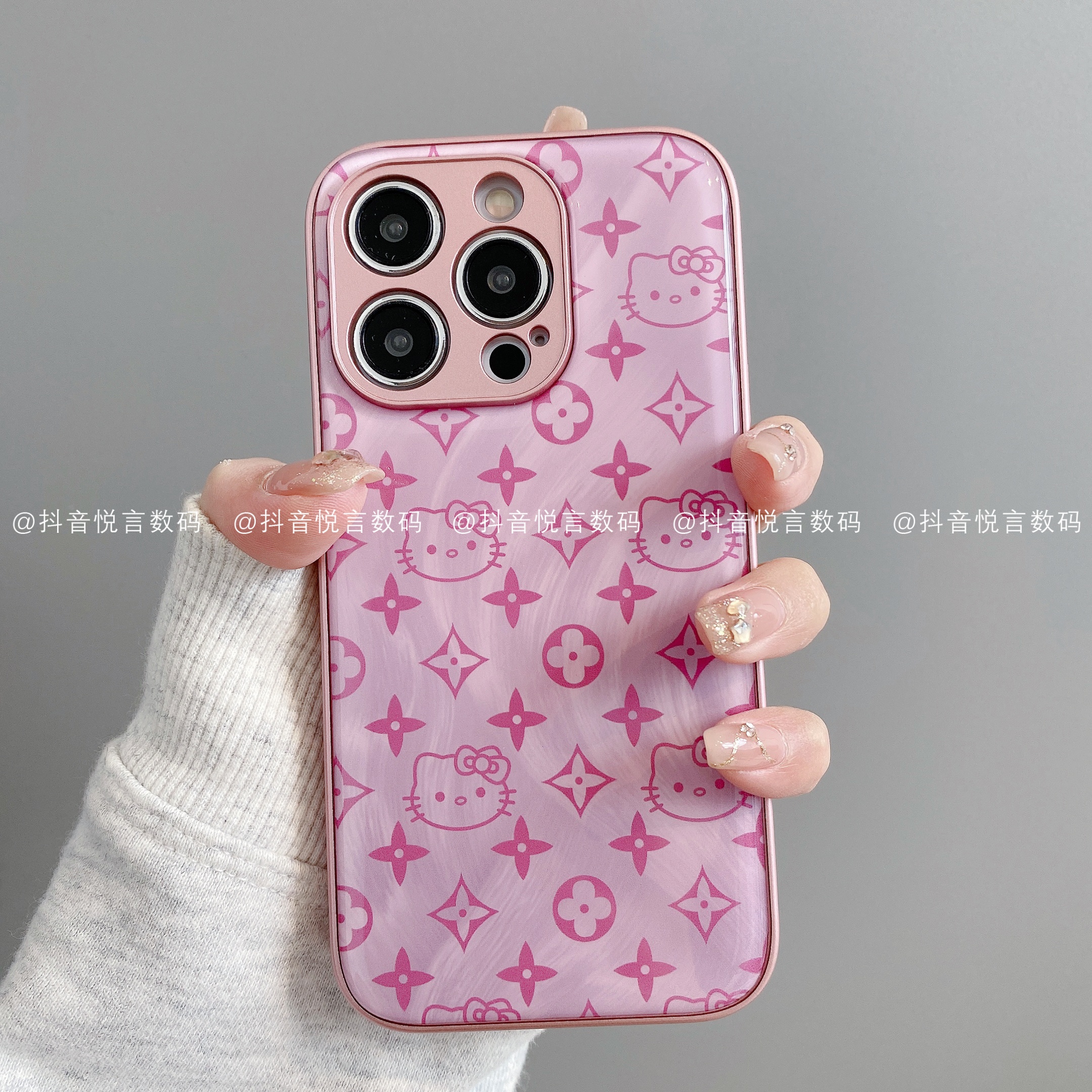 金属漆水凝适用iphone16promax苹果15/14/13华为小米手机壳凯蒂潮