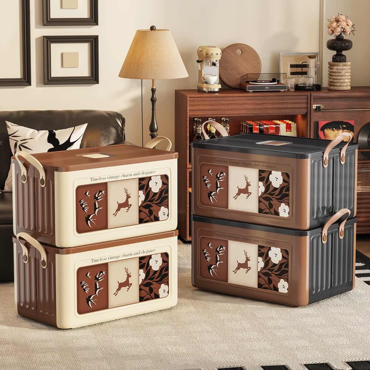 家用大容量折叠整理箱衣服书本零食玩具手提储物箱周转箱子