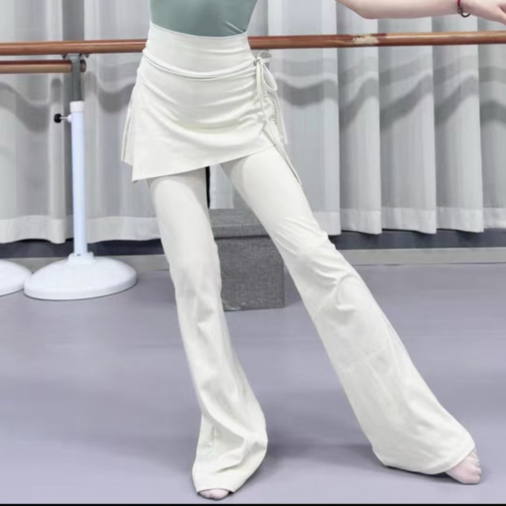 女大童假两件裙裤艺考生专业练功裤高腰遮臀喇叭裤显瘦