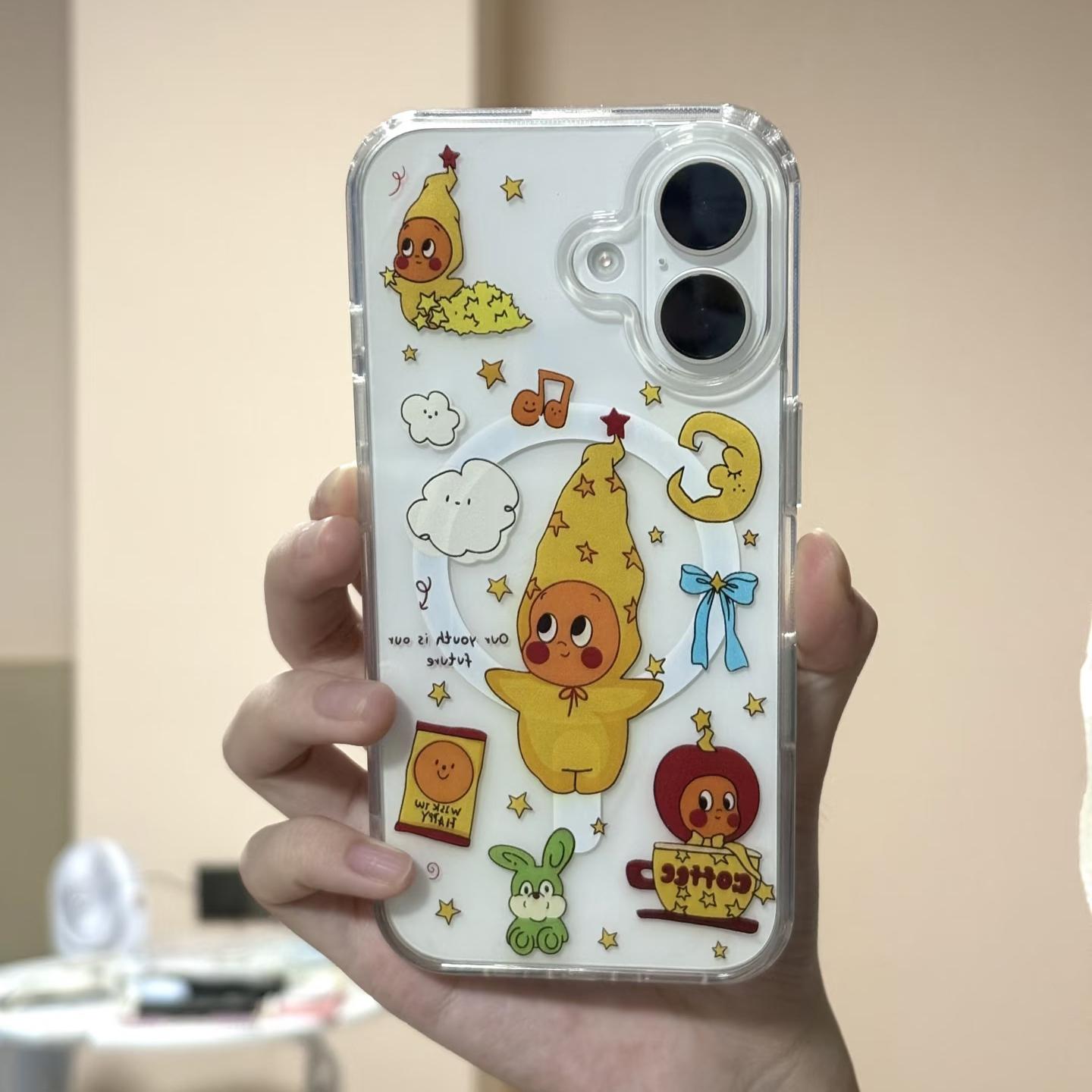 雅天立卡通星星人适用iPhone16/15磁吸手机壳17promax创意14/12女