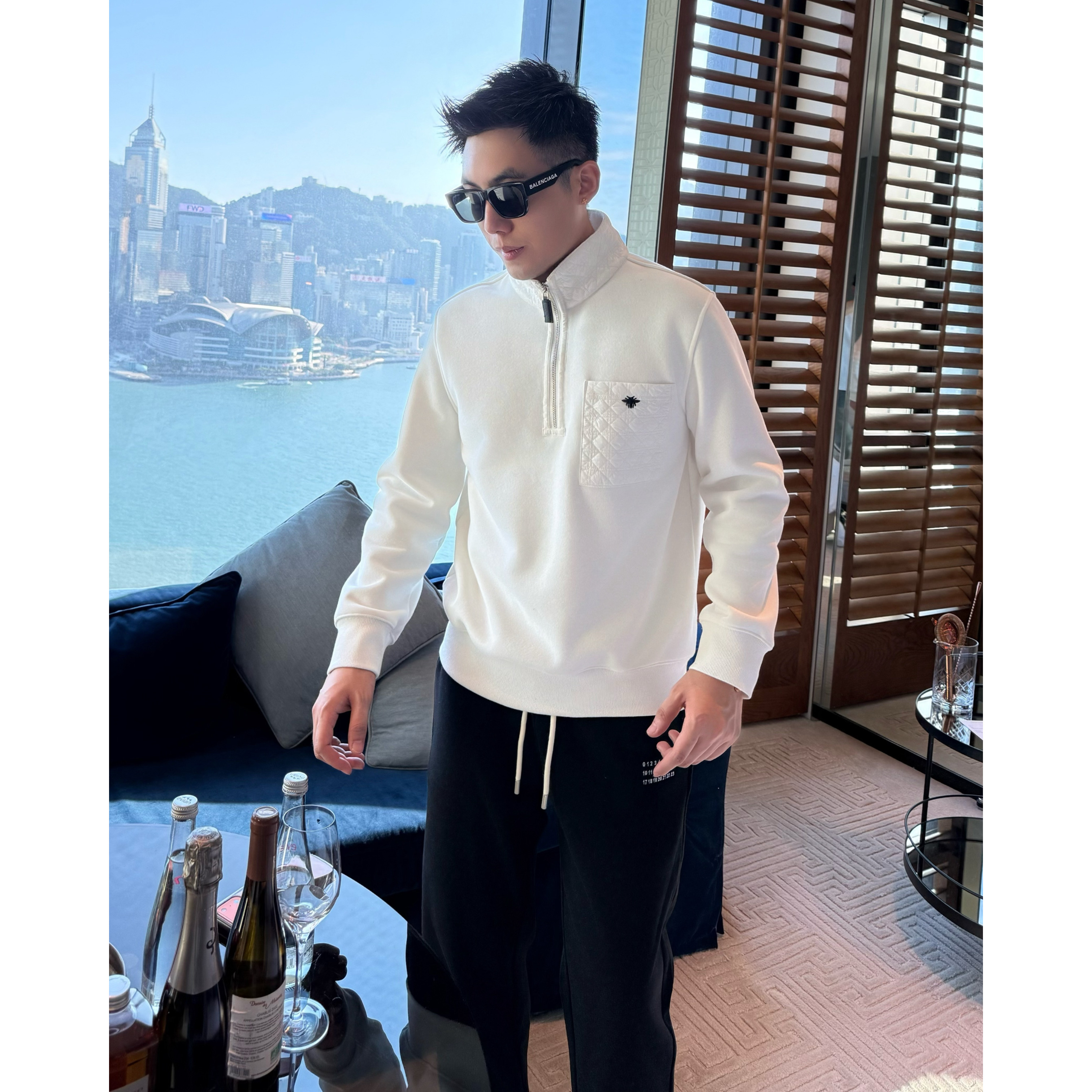 【半拉链蜜蜂】冬季羊毛混纺500g加绒加厚保暖长袖卫衣上衣外套