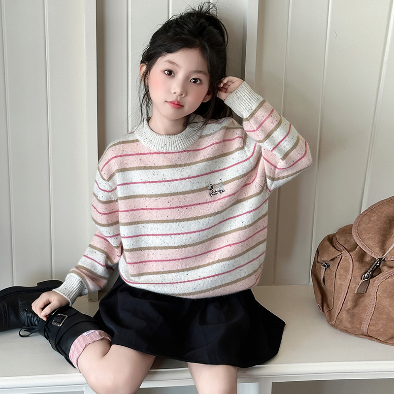 韩国超好看女童毛衣儿童打底衫秋冬装2025新款针织衫大童加厚上衣