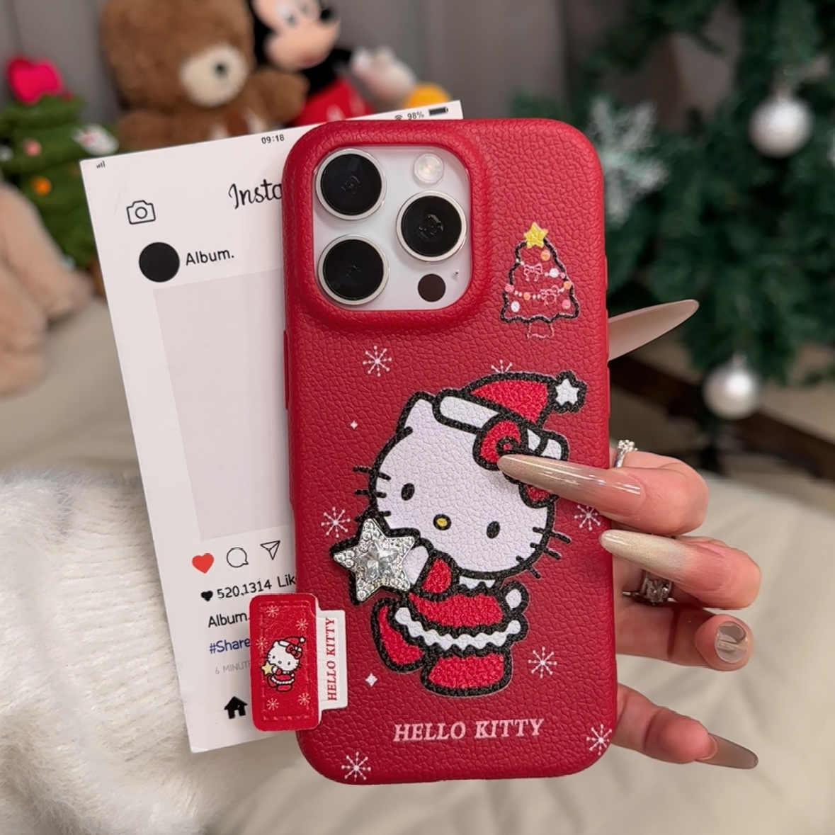 雅天立圣诞闪钻星星KT猫适用苹果17/16华为手机壳vivoppo小米15软