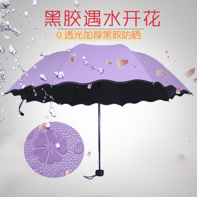 遇水开花伞晴雨两用手动雨伞遮阳伞女折叠伞太阳伞太阳伞