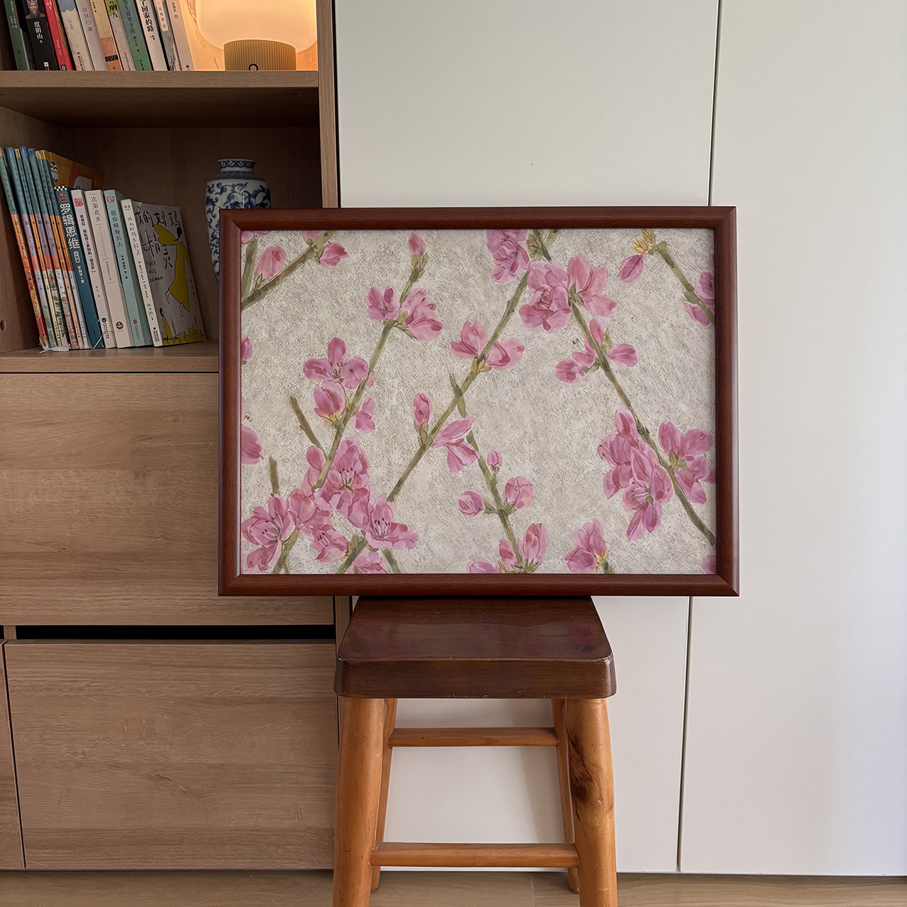 贺小猫专属《桃花灼灼》中古南洋原创手绘油画新中式美院客厅油画