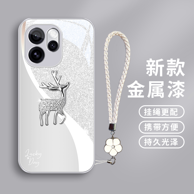 妆饰小鹿适用oppoReno15手机壳OPPOReno15Pro玻璃壳女款高颜值保