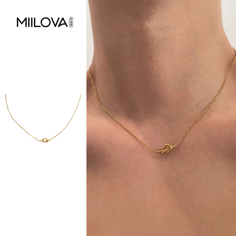 钛钢项链 趣味打结细链男锁骨链不掉色项链女生锁骨链设计毛衣链