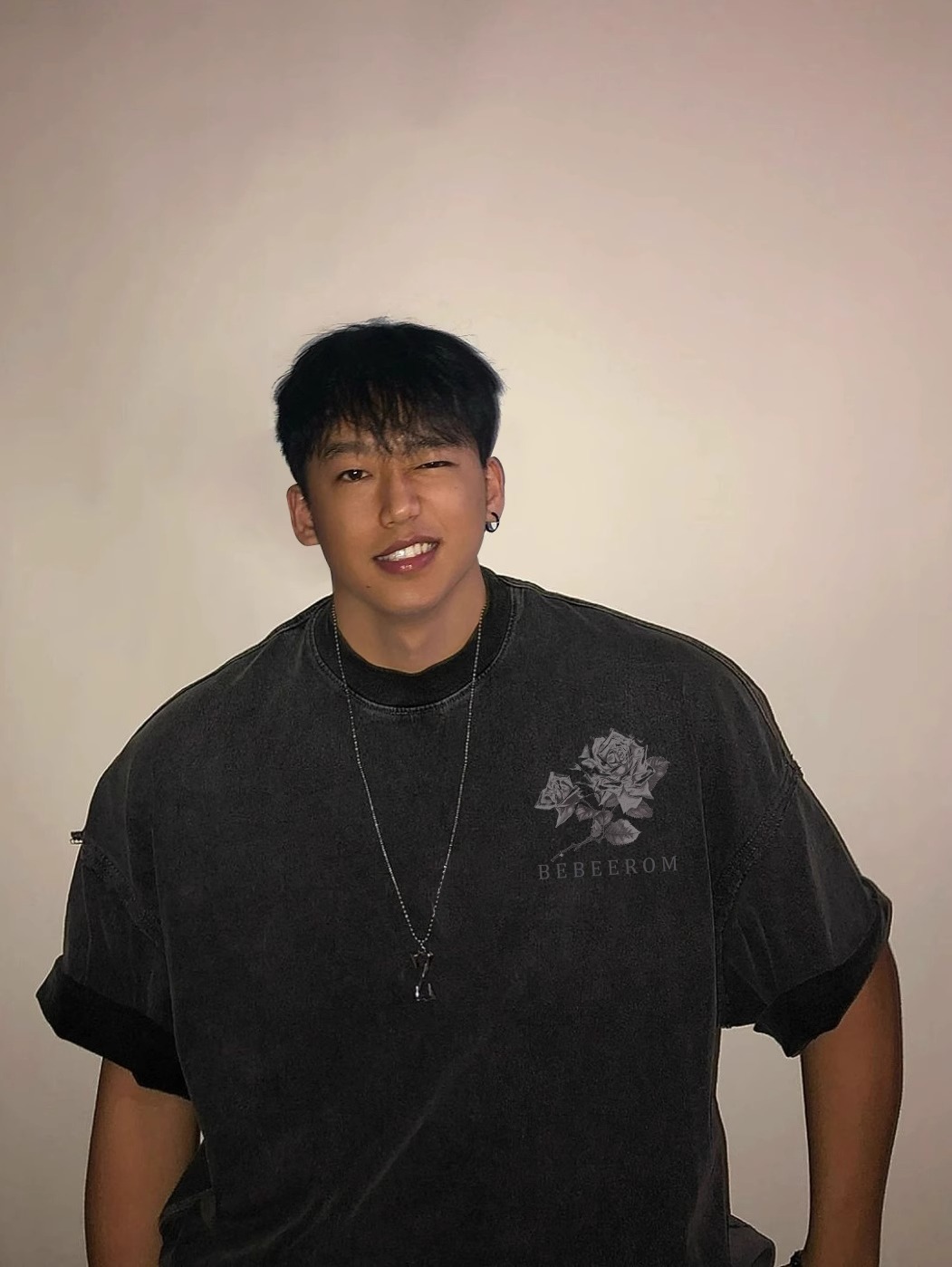 特大码300斤潮牌美式水洗做旧短袖t恤运动玫瑰花印花复古纯棉宽松