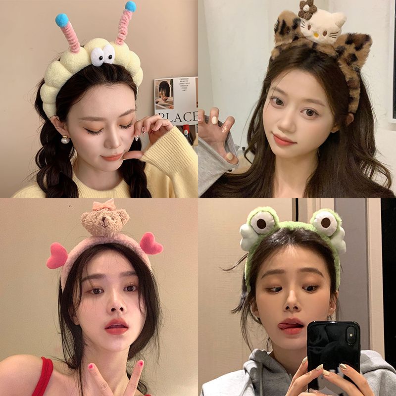 元气少女~可爱大眼仔毛绒发箍女搞怪敷面膜发卡洗脸拍照头箍发饰
