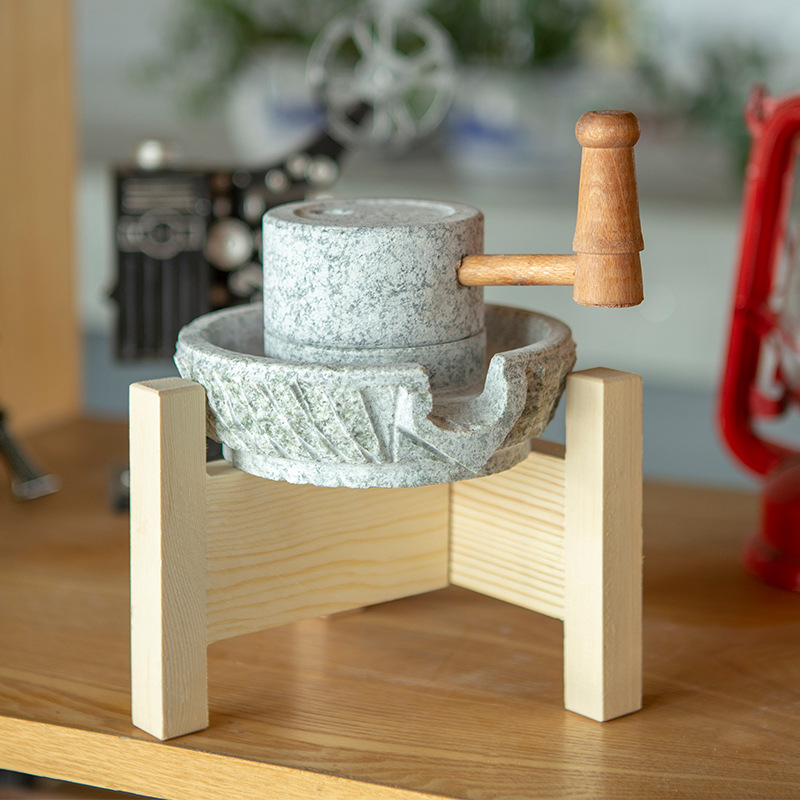 天然观赏小石磨家居装饰小摆件创意礼品怀旧磨盘复古摆件装饰品