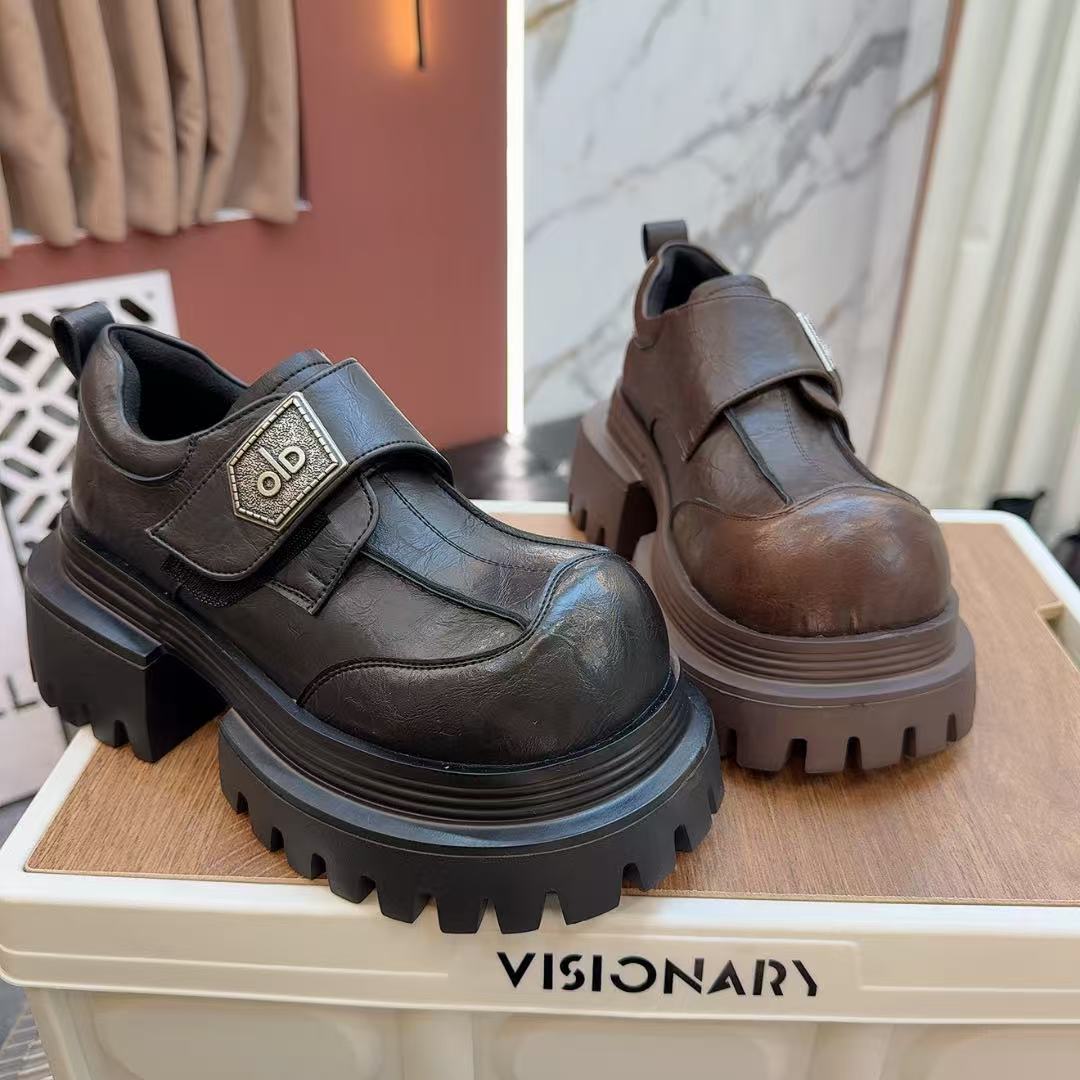 欧货小众设计感厚底增高乐福鞋女时尚休闲鞋单鞋小皮鞋7801-12